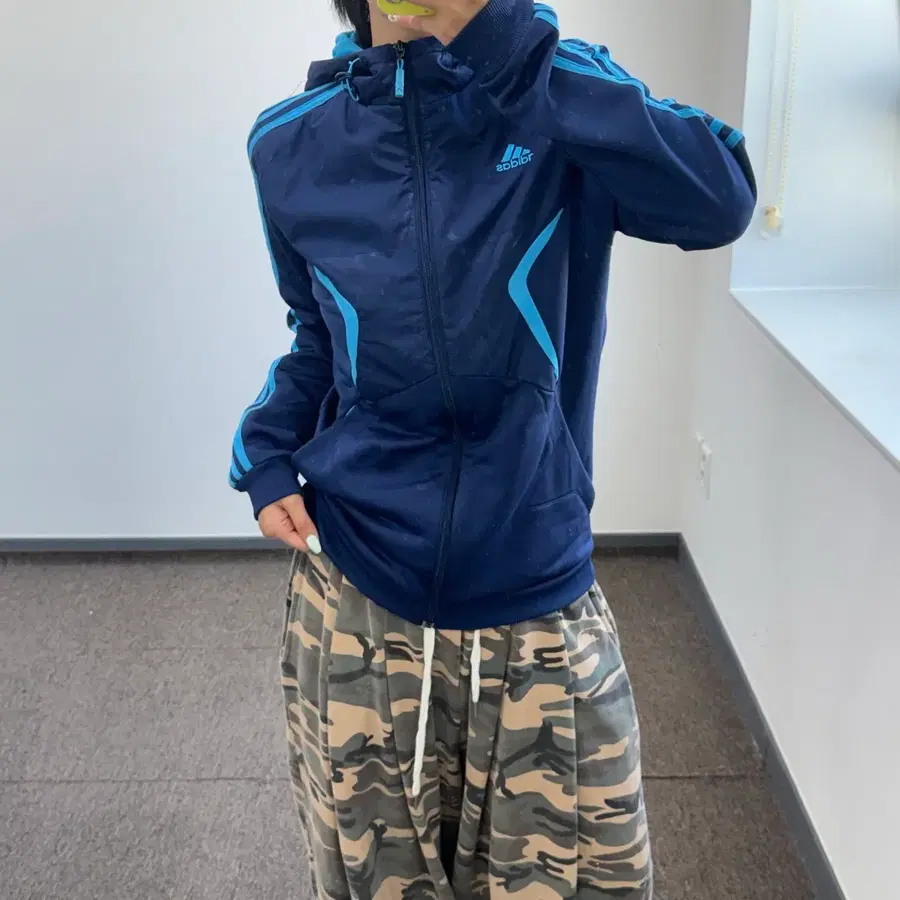 Adidas 아디다스 블루 트랙탑 네이비 져지 후드집업
