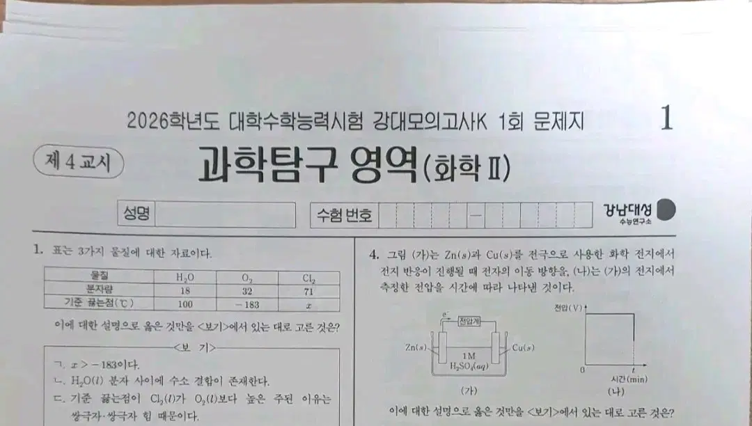 2026 화학2 강남대성 강대K 전 회차 32회분