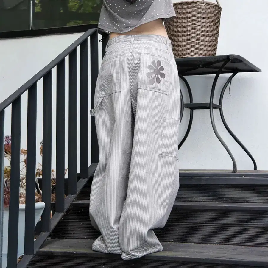 OAF LOGO STRIPE WORK PANTS, GRAY/WHITE