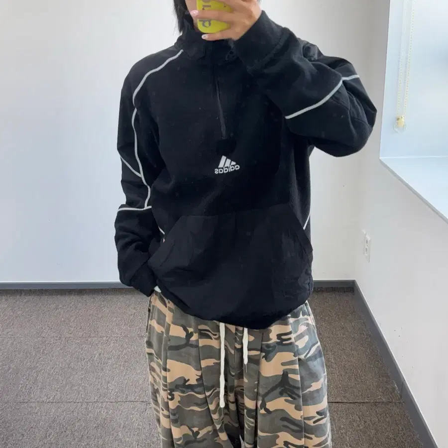 Adidas 아디다스 후리스 배색 반집업