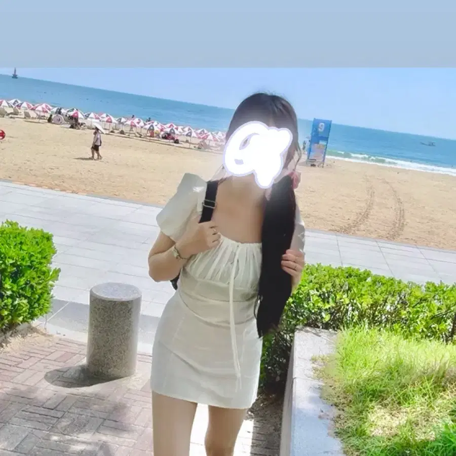 택포 화이트 여리여리 미니 숏 원피스 에겐녀 코디