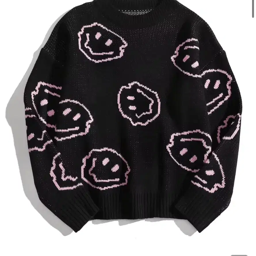 SHEIN 스마일리 페이스 니트 블랙