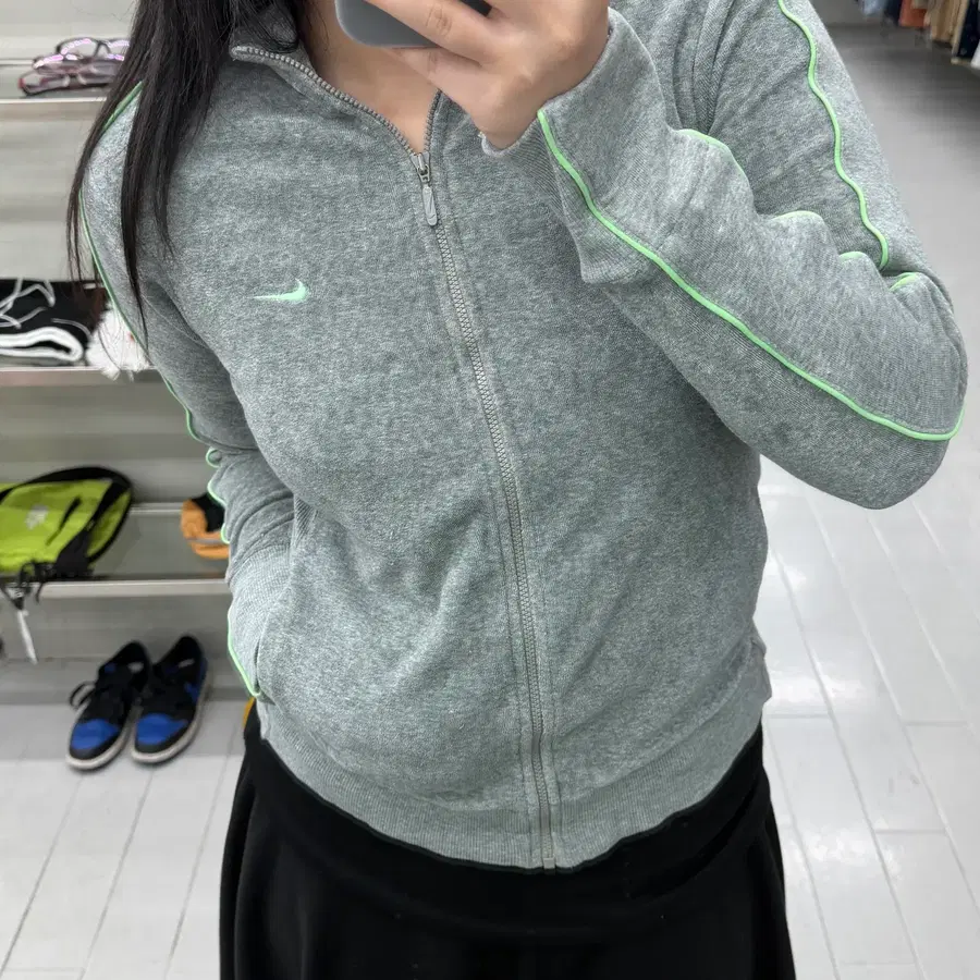 (S) 나이키 00's 네온 파이핑 져지 후리스 집업 자켓