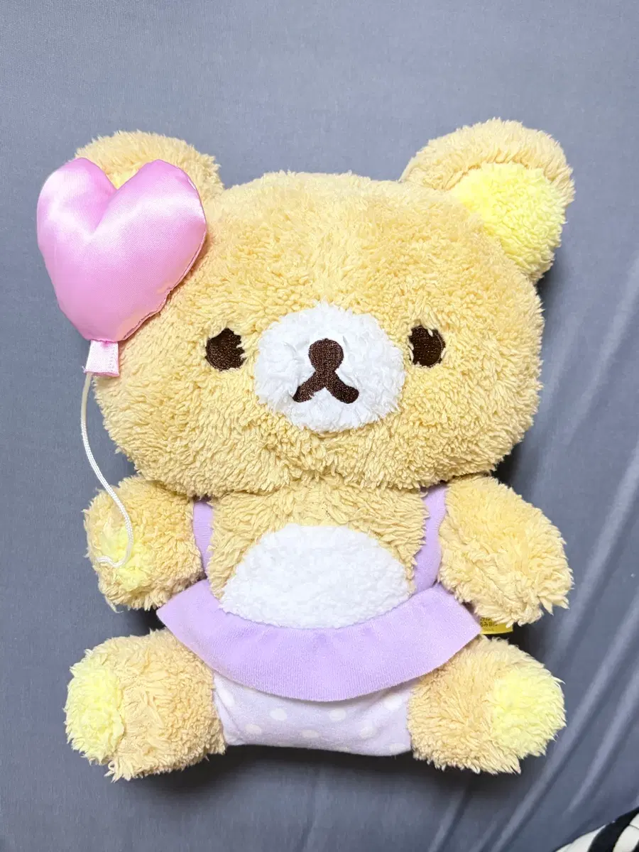 리락쿠마 인형 옐로우 하트 풍선