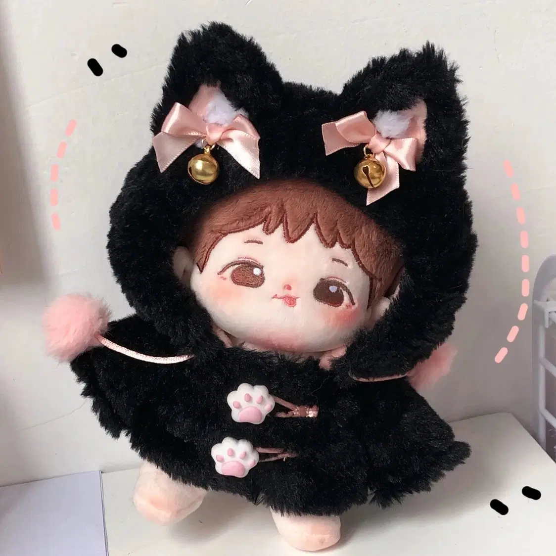 20cm 인형옷 러블리 후드코트 검은고양이