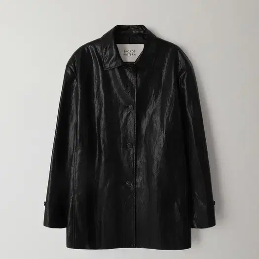 파사드패턴 레더 하프코트_black