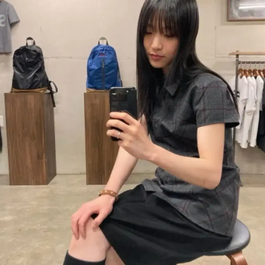 사파리스팟 1/2 S Clef Checked Half Line Shirts (Gray/Burgundy)