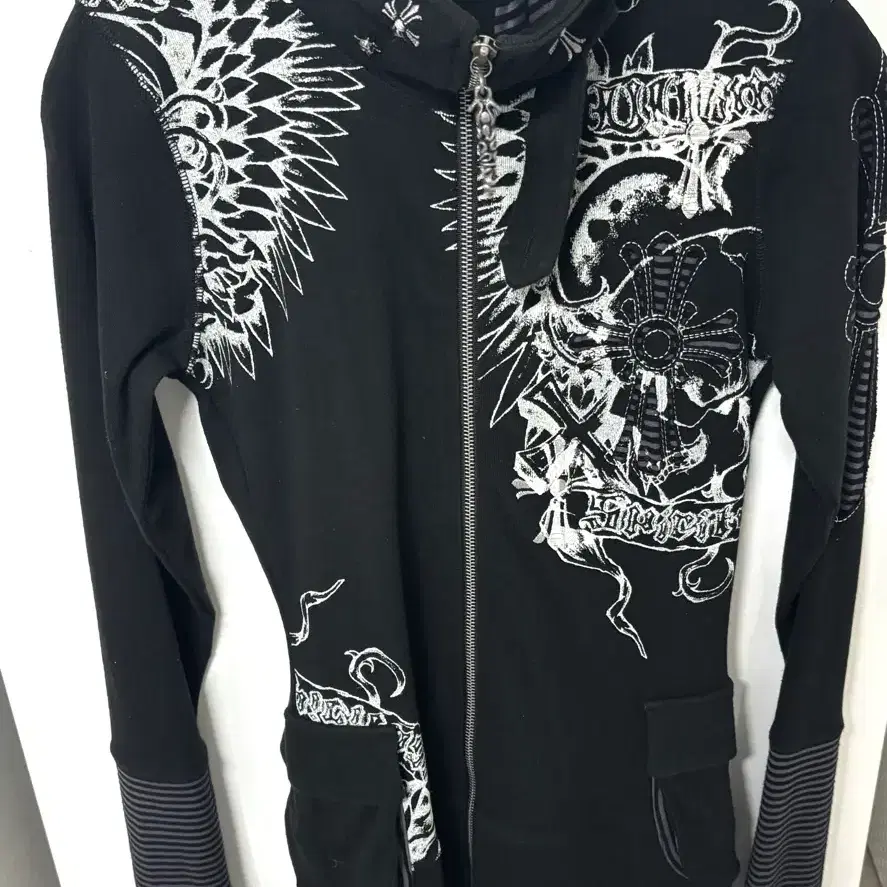 BASTARD Punk Print Patch Washed Hoodie Zip-Up | Bunjang Global