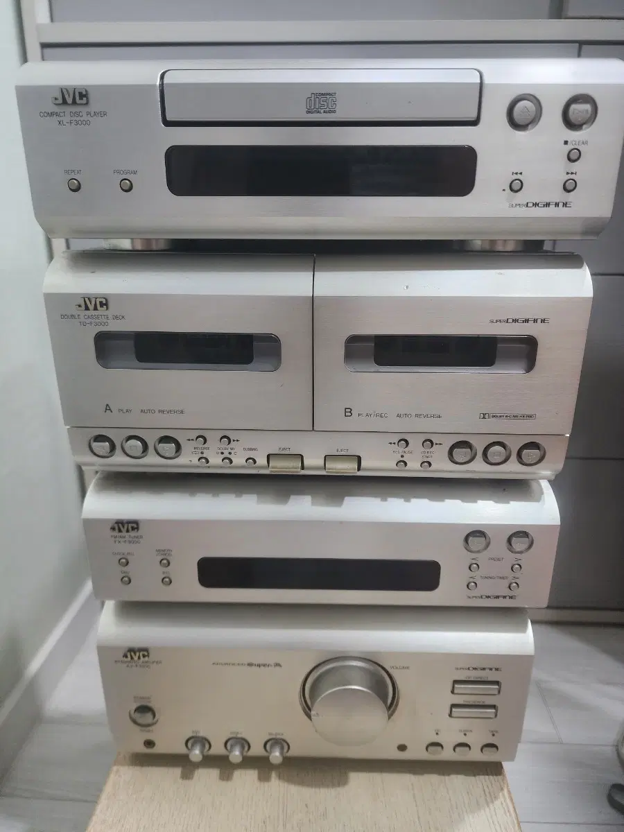 JVC 오디오 컴포넌트 4단 (CDP, 데크, 튜너, 앰프) AX-F3000