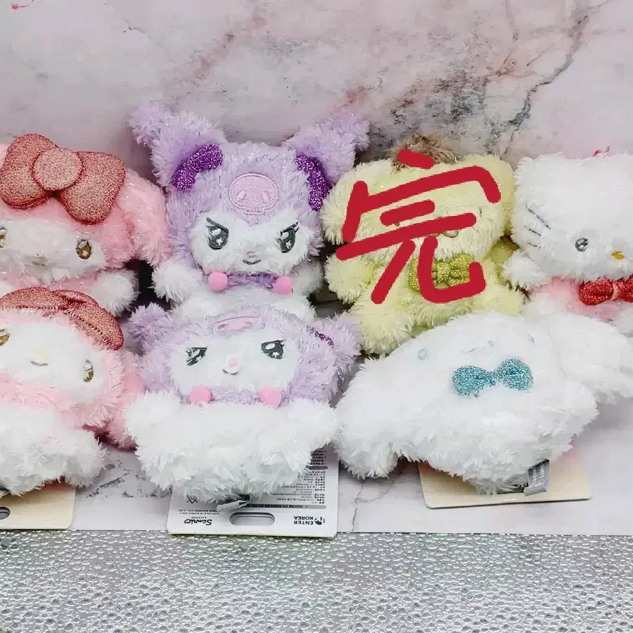 산리오 반짝파스텔 키링인형 10센치 마멜(2),쿠로미(2),폼폼푸린,헬로키티,시나모롤