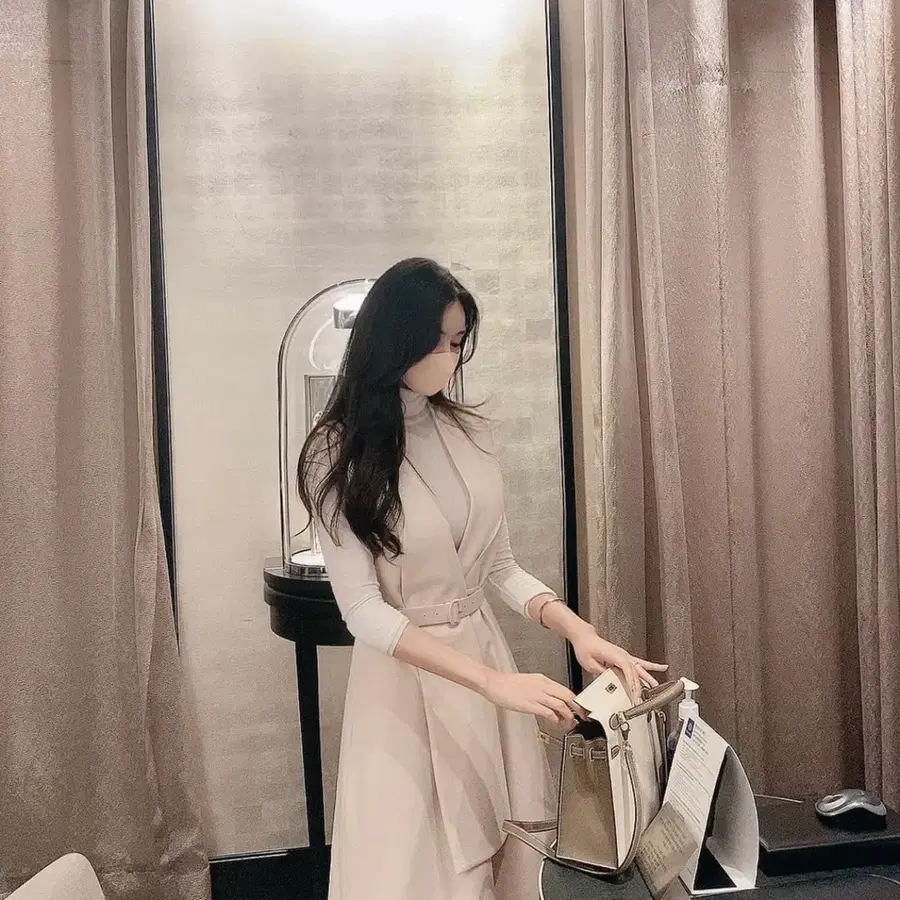 라플라 원피스 하객룩 베이지원피스