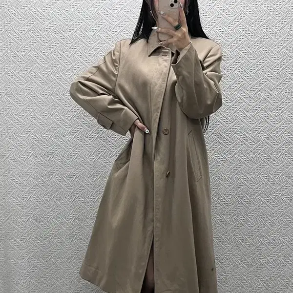 입생로랑 모던 시크 캐주얼 카멜 트렌치 울 코트 46 C14775