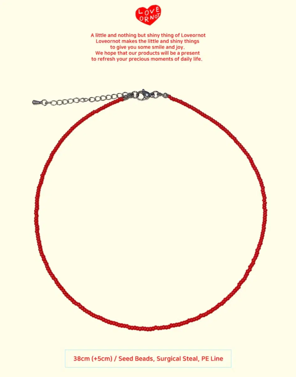 러브오낫 비즈 목걸이 Red Fine Color Beads Necklace