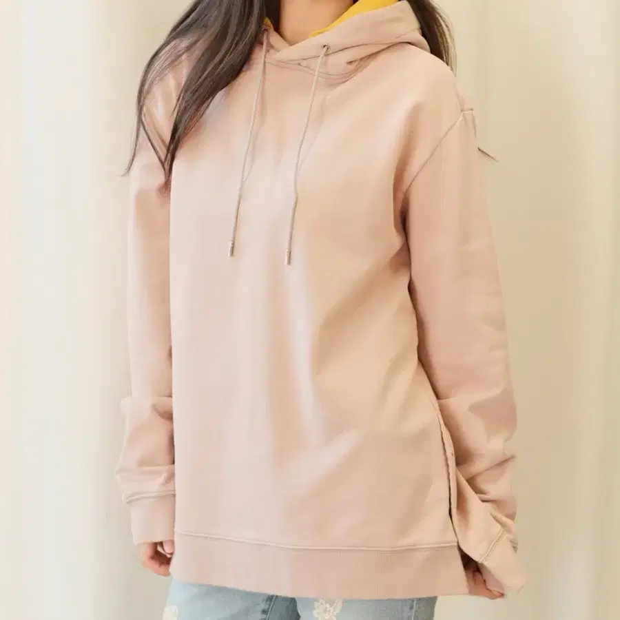 솔리드옴므 핑크 옐로 더블 후드티