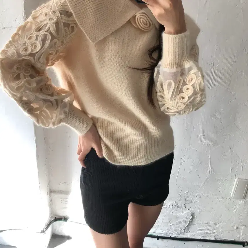 Dior ディオール 90sアイボリーフローラルレースニット