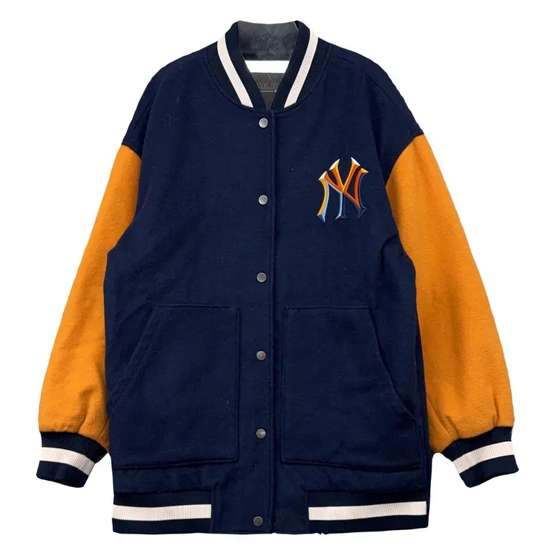 MLB 엠엘비 네이비 뉴욕양키스 울 롱 바시티 스타디움 자켓 85(XS)