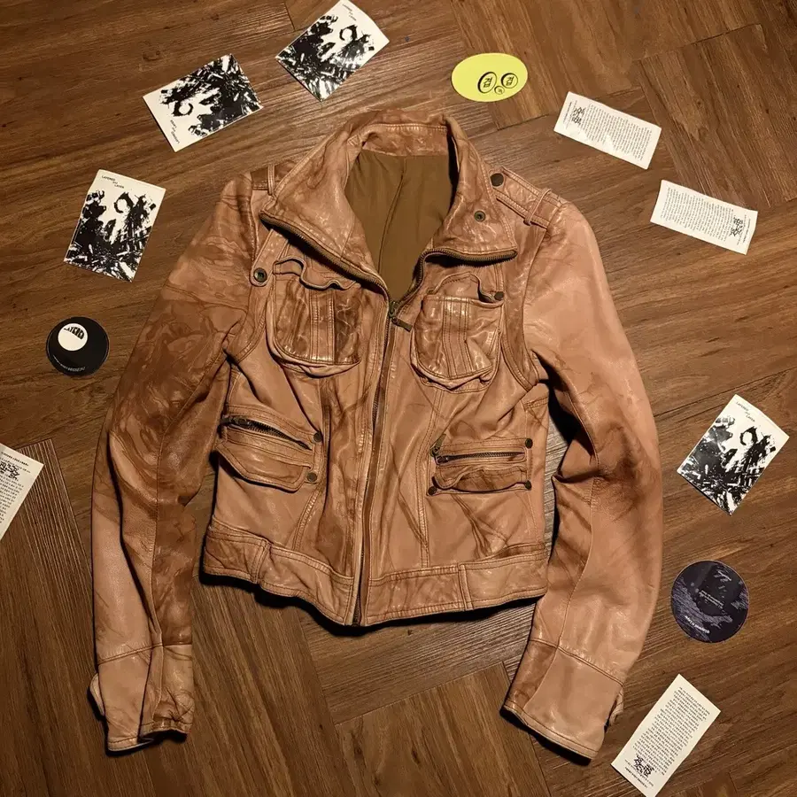 ITALIAN LEATHER 타이다이 양가죽 집업 필드 램 레더 자켓