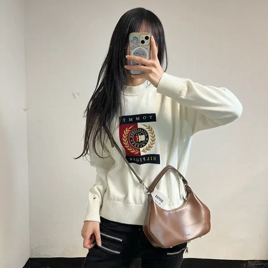 니아로네 레더 숄더 크로스 호보백