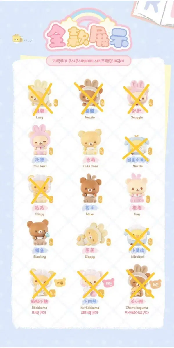 리락쿠마 우사우사베이비 시리즈 랜덤 피규어