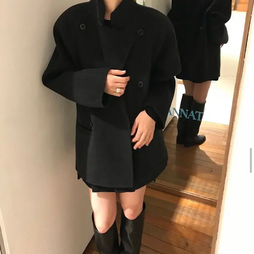 (새상품) 타낫 캐시미어 핸드메이드 하프코트