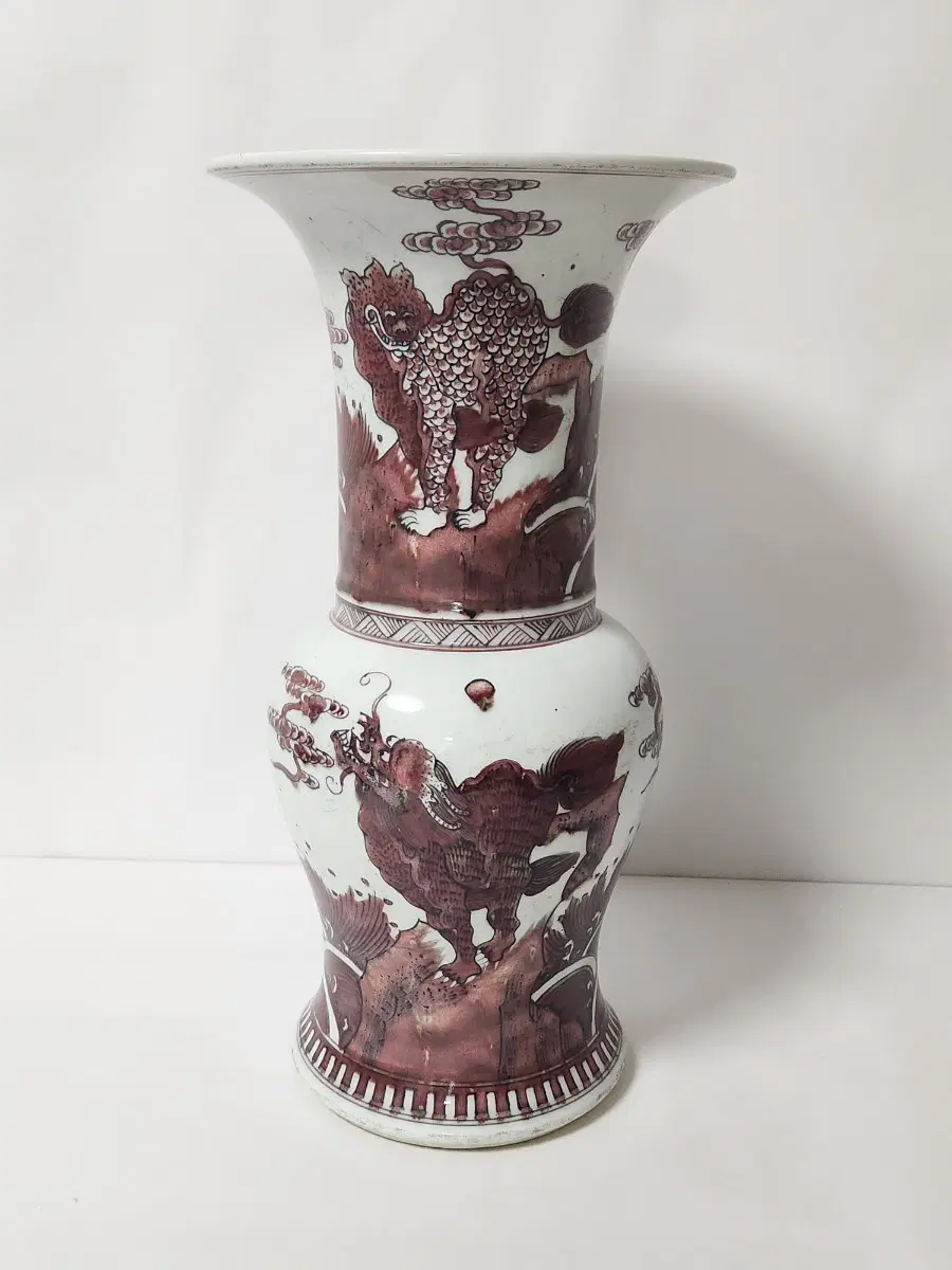 유리홍 화구 높이36.2cm폭18.8cm 중국도자기