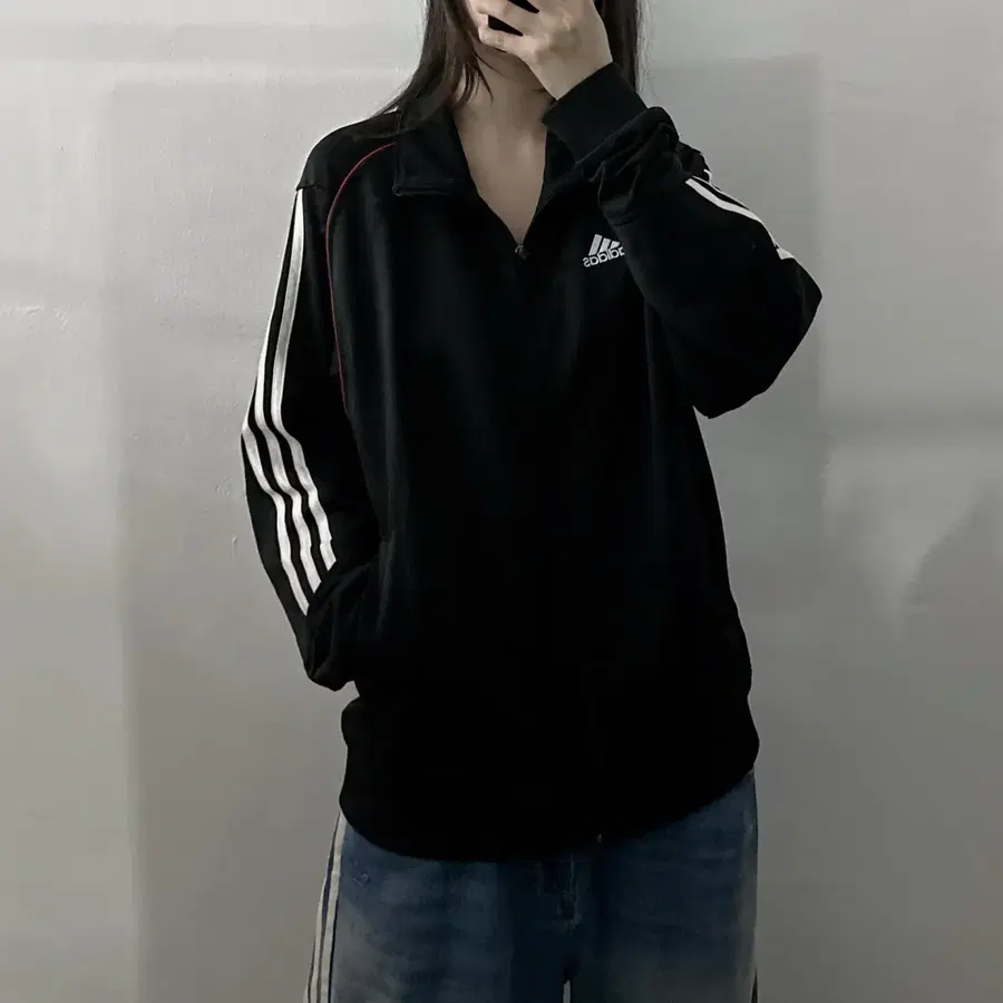 (L) 아디다스 블랙 져지 트랙탑