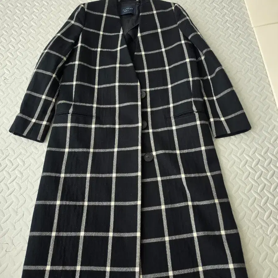 LANVIN 랑방 체크 패턴 롱 코트 66정도