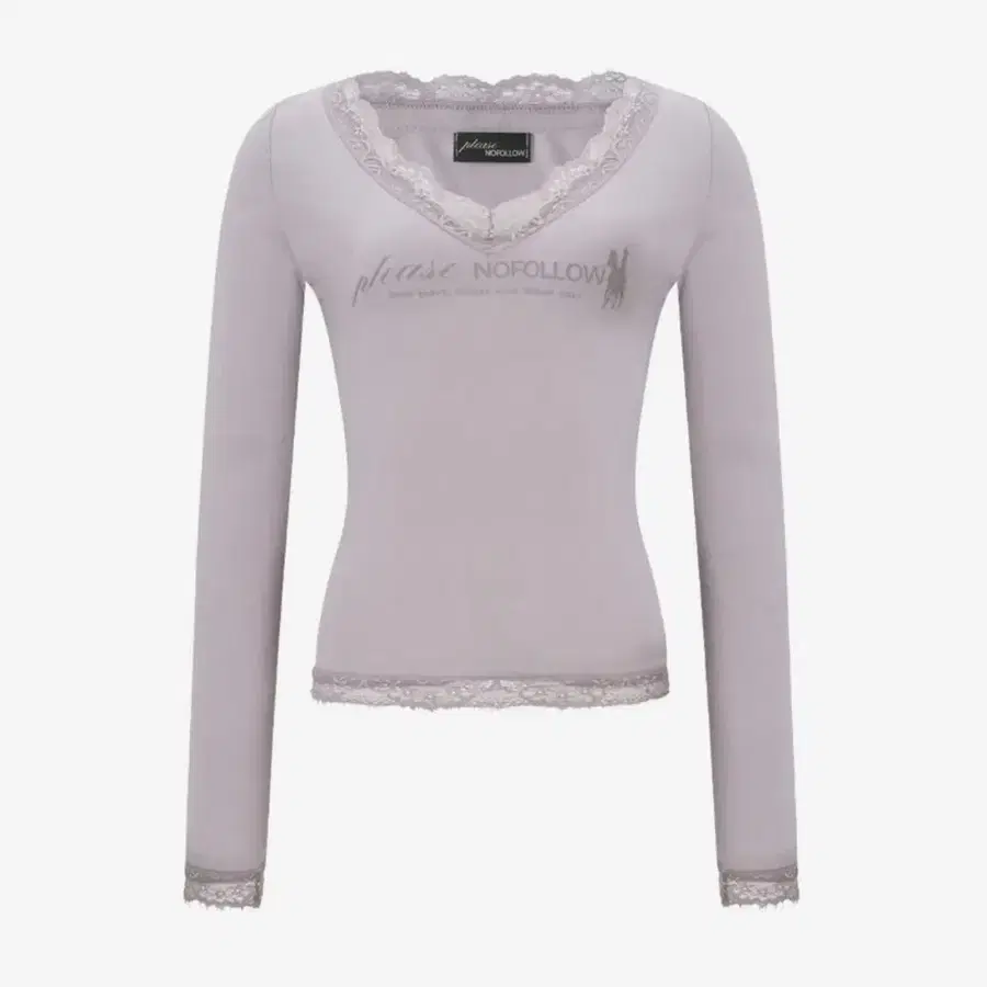 플리즈노팔로우 Kane Lace Long Sleeve Top (Pale Violet)