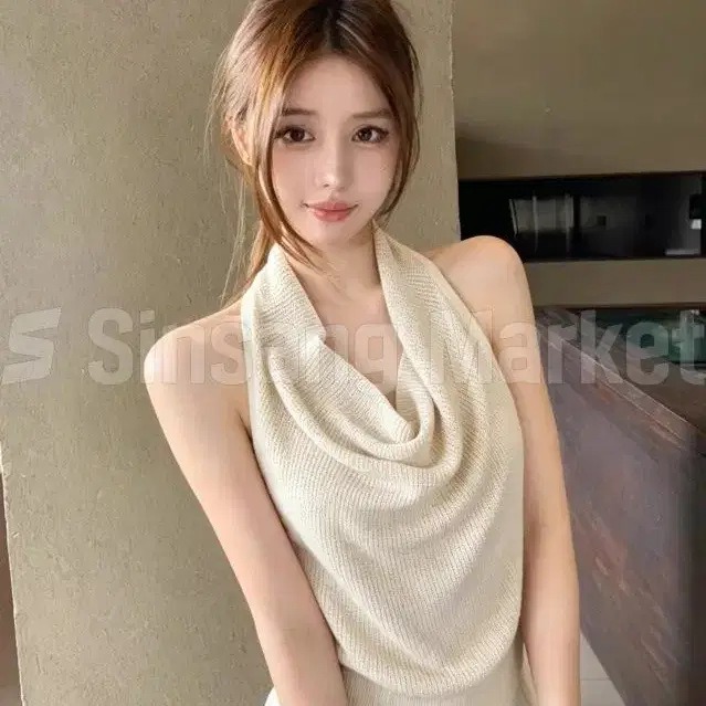 [빠른발송] 에마 드레이프 탑 나시 홀터 슬림