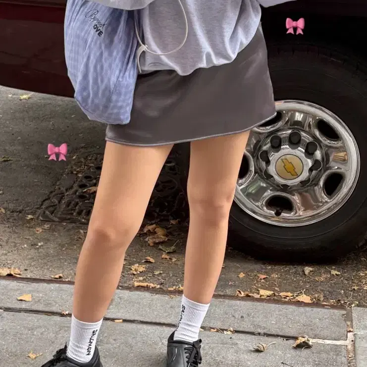 바이무드 실키 스커트 팬츠 그레이