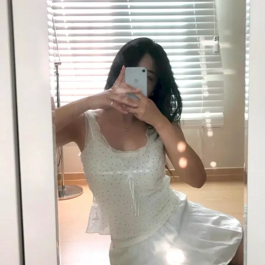 도트 쉬폰 뷔스티에