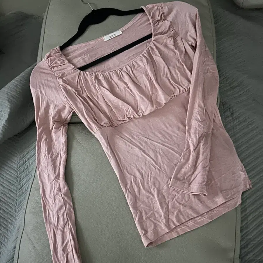 핑크 셔링 스퀘어넥