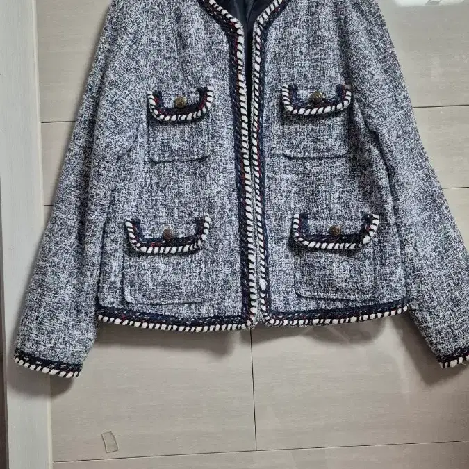 ZARA BASIC 트위드 블루자켓