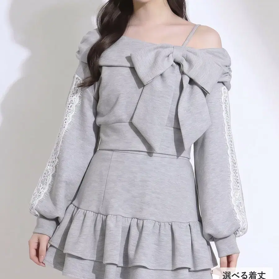 Lilymel 릴리멜 기장 선택 가능한 오프숄더 리본 스웨트 풀오버 티셔츠