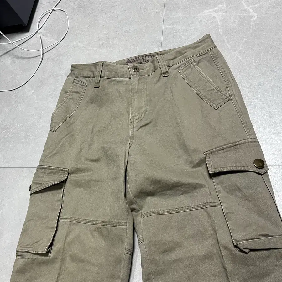 [32] 00s 빈티지 멀티포켓 베이지 와이드 카고 팬츠 바지
