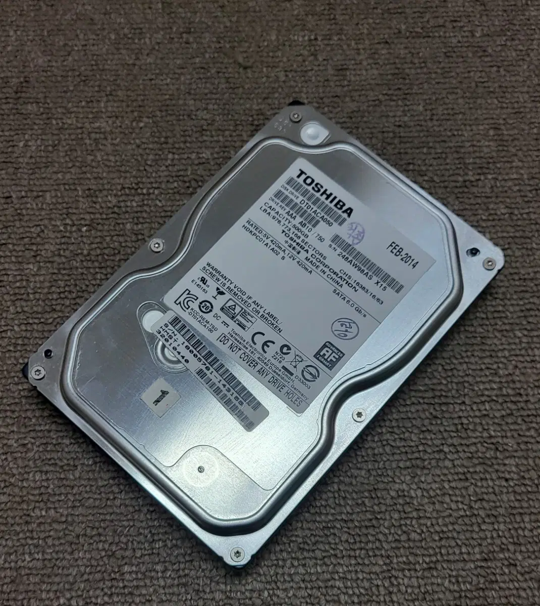 하드디스크, 도시바 500GB HDD 판매 합니다. 일반 HDD 3.5인치