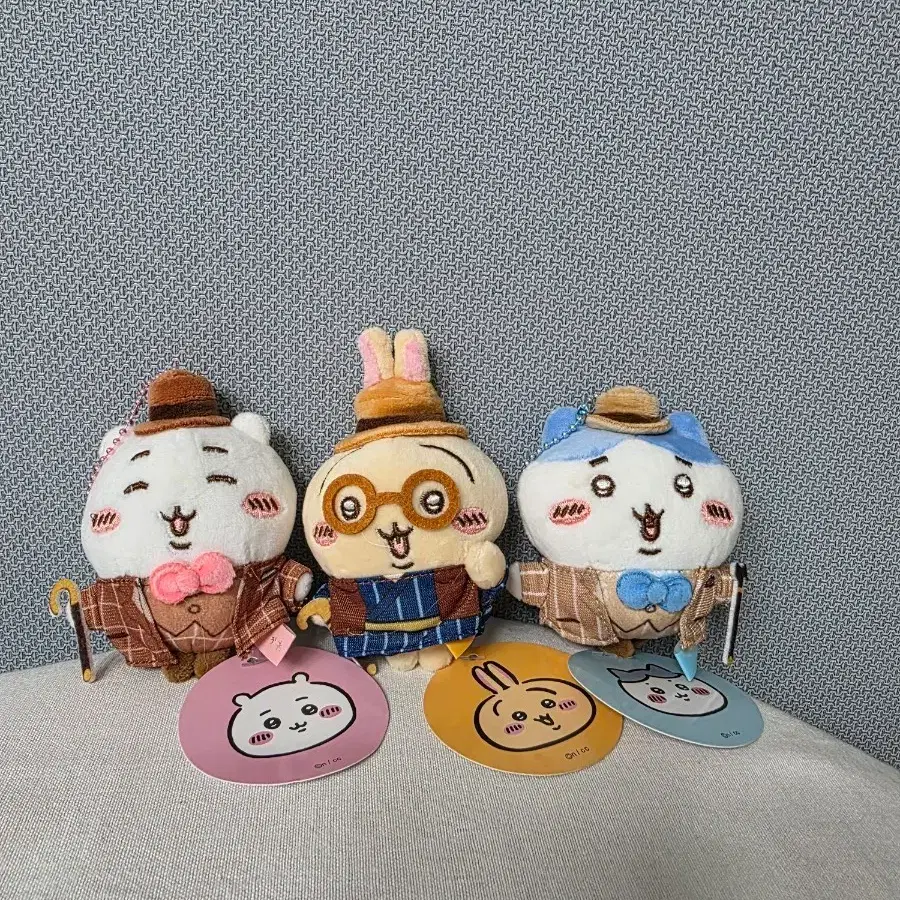 새상품) 먼작귀 탐정 레트로 시리즈 키링 인형 일괄 (하치와래/먼작귀/치이카와)