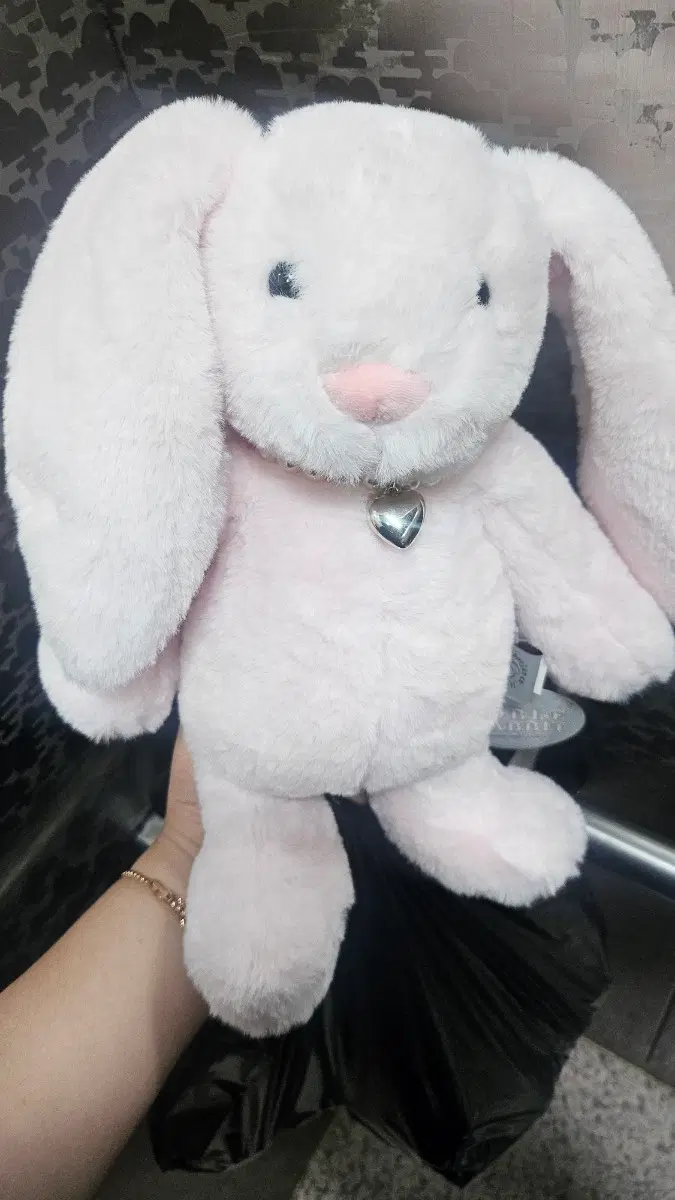 토끼 인형 핑크 하트 목걸이 인형