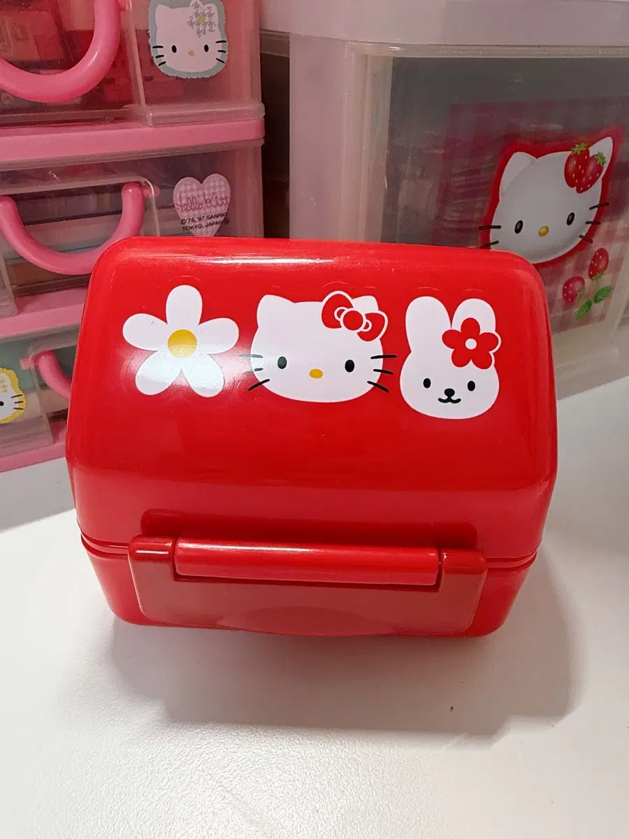 고전 키티 도시락통 삼각 김밥통 보관함