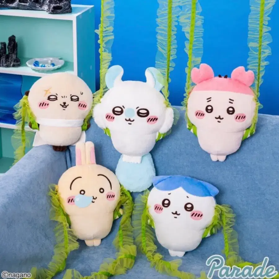 (예약) 치이카와 극장판 인어섬의 비밀 다시마 숙성 봉제 인형 숄더백 미스코트 키링 참
