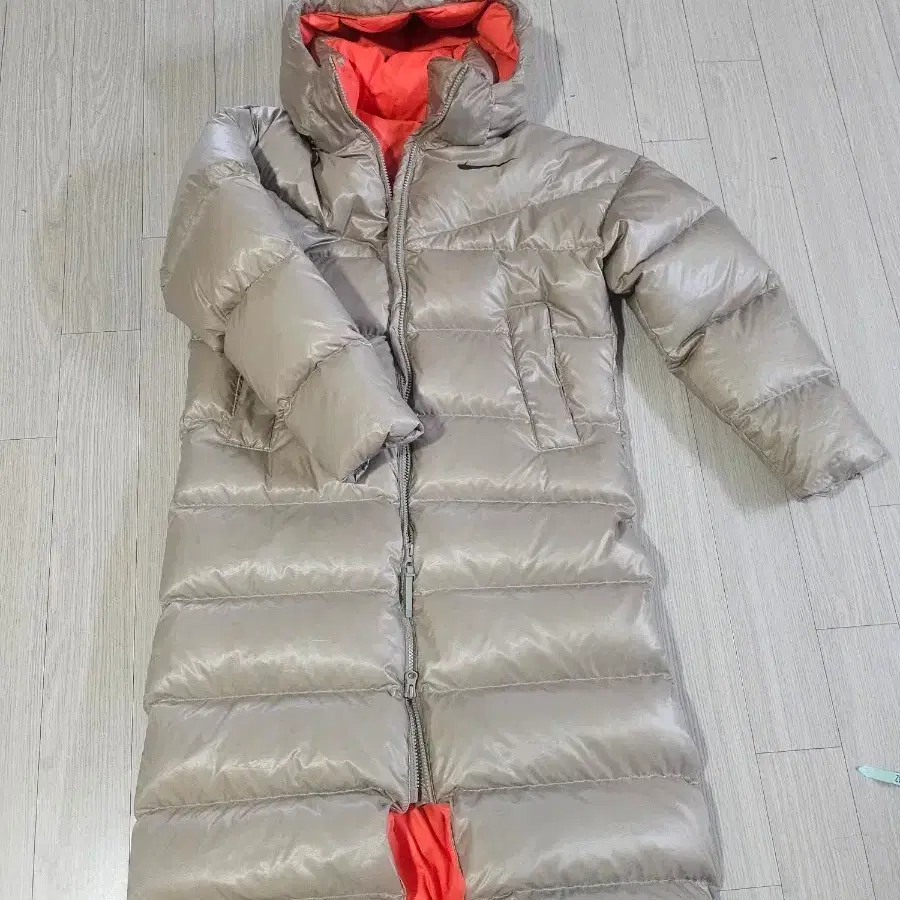 나이키 롱패딩 베이지 오렌지 투톤
