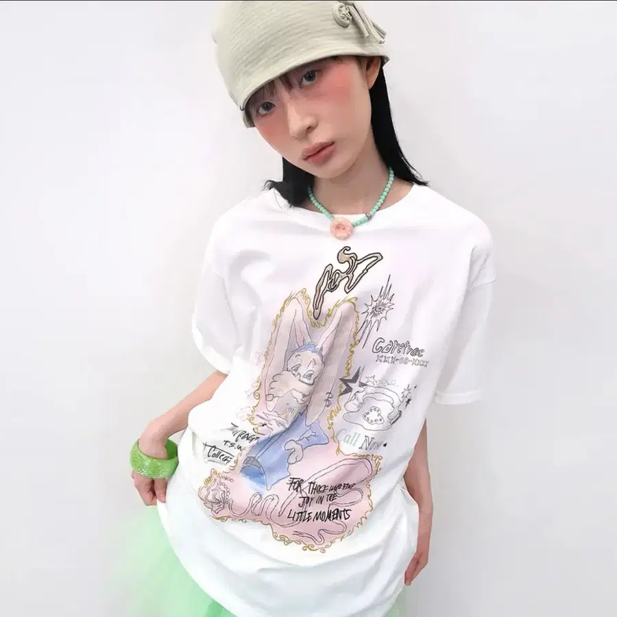 타입서비스 rabbit ruched top white 티셔츠