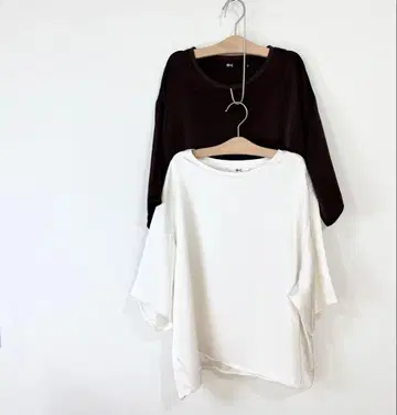 UNIQLO C 새틴 오버 사이즈 숏 블라우스 L 화이트 브라운
