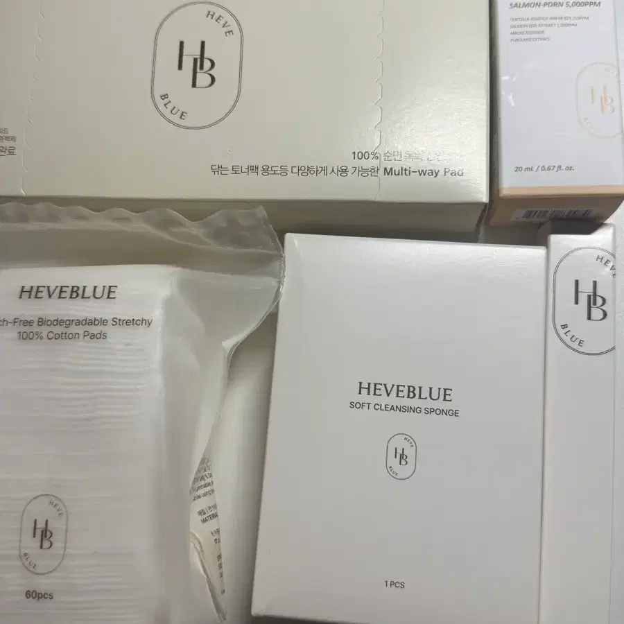 헤브블루 순면 패드, 코튼패드, 해면, 스패출러, 미니 연어 크림