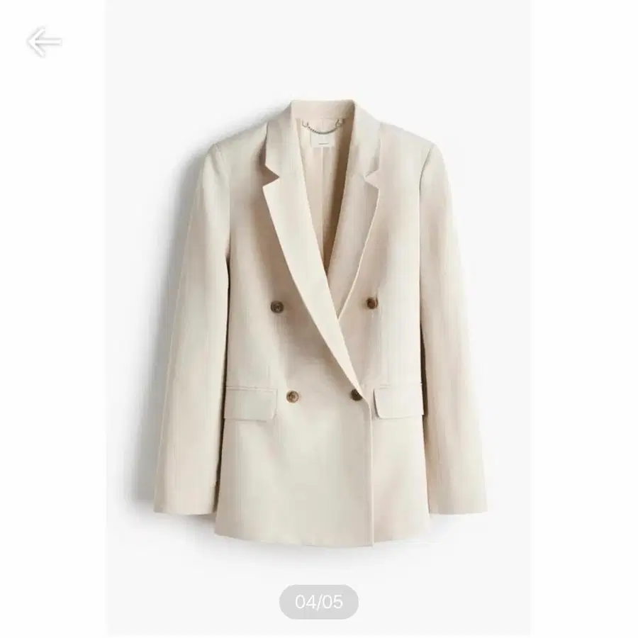 H&M 리넨 블렌드 더블 브레스티드 재킷 (라이트 베이지)