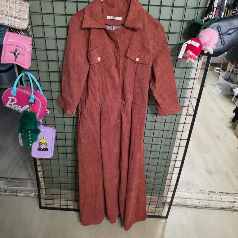 코듀로이 셔츠 원피스 오렌지 ㅡ해외직구