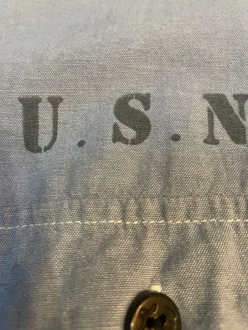 70s경 US NAVY 샴브레이 셔츠 USN 계급장