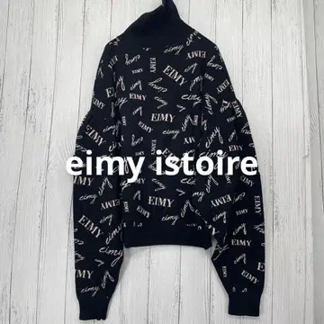 EIMY 올 로고 무늬 터틀넥 니트 블랙