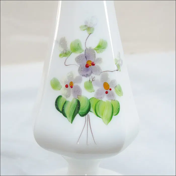 Fenton (펜톤) B.Nash 핸드페인티드 밀크글라스 화병 (친필 서명)