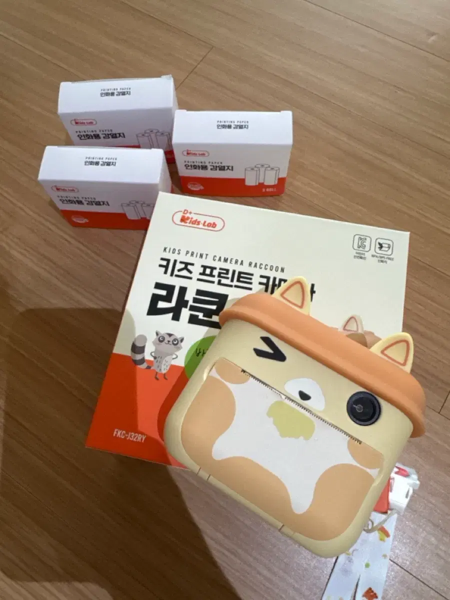 키즈 프린트 카메라 라쿤 + 인화지 3개